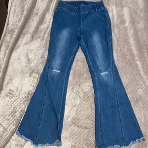 Bell bottoms large (10-12ish) elastic, stretchy! 70s vibes, bought off Amazon